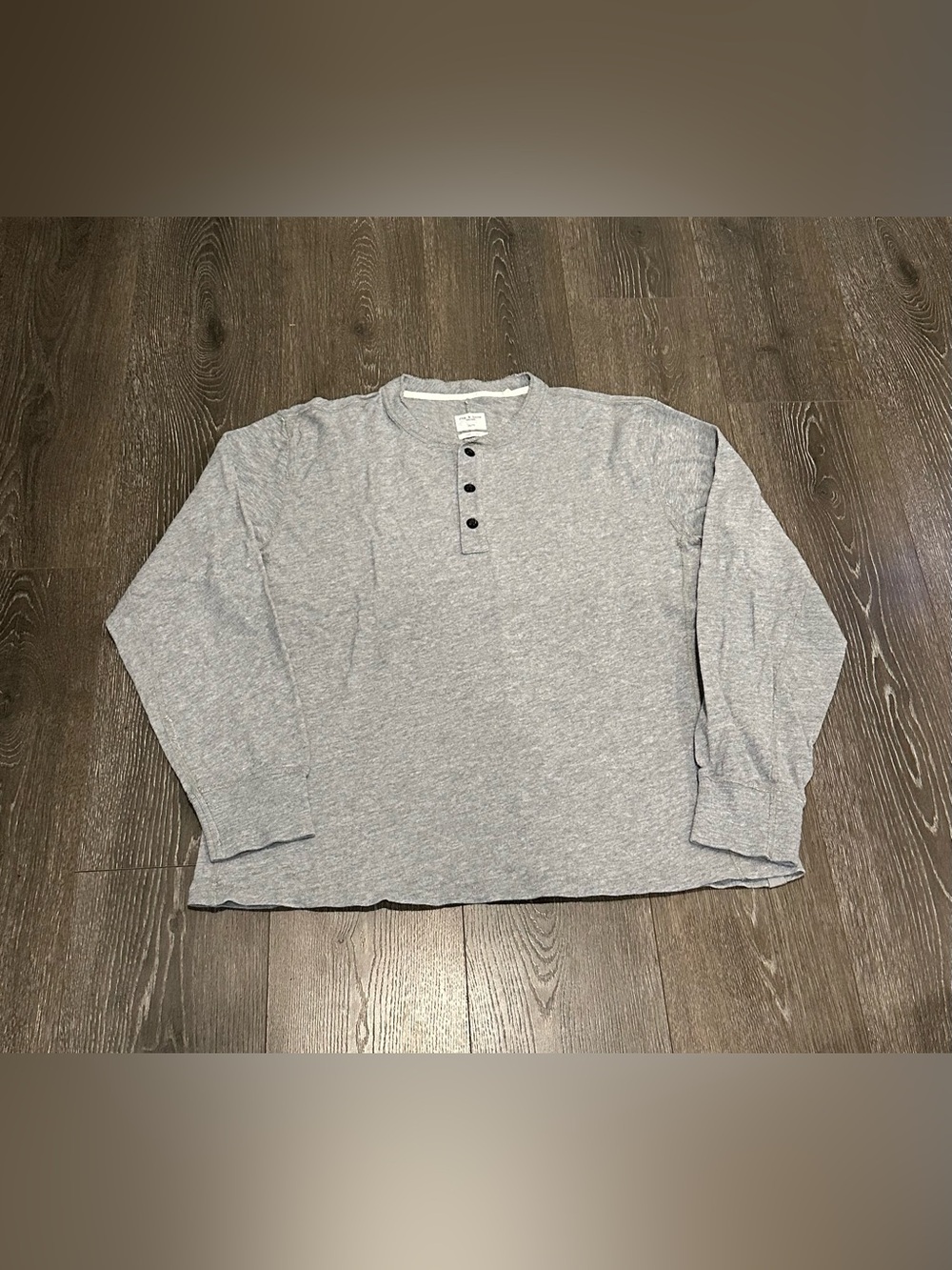 Rag & Bone  Light Gray Long-Sleeve Henley Shirt 100% Cotton Mens Size XL